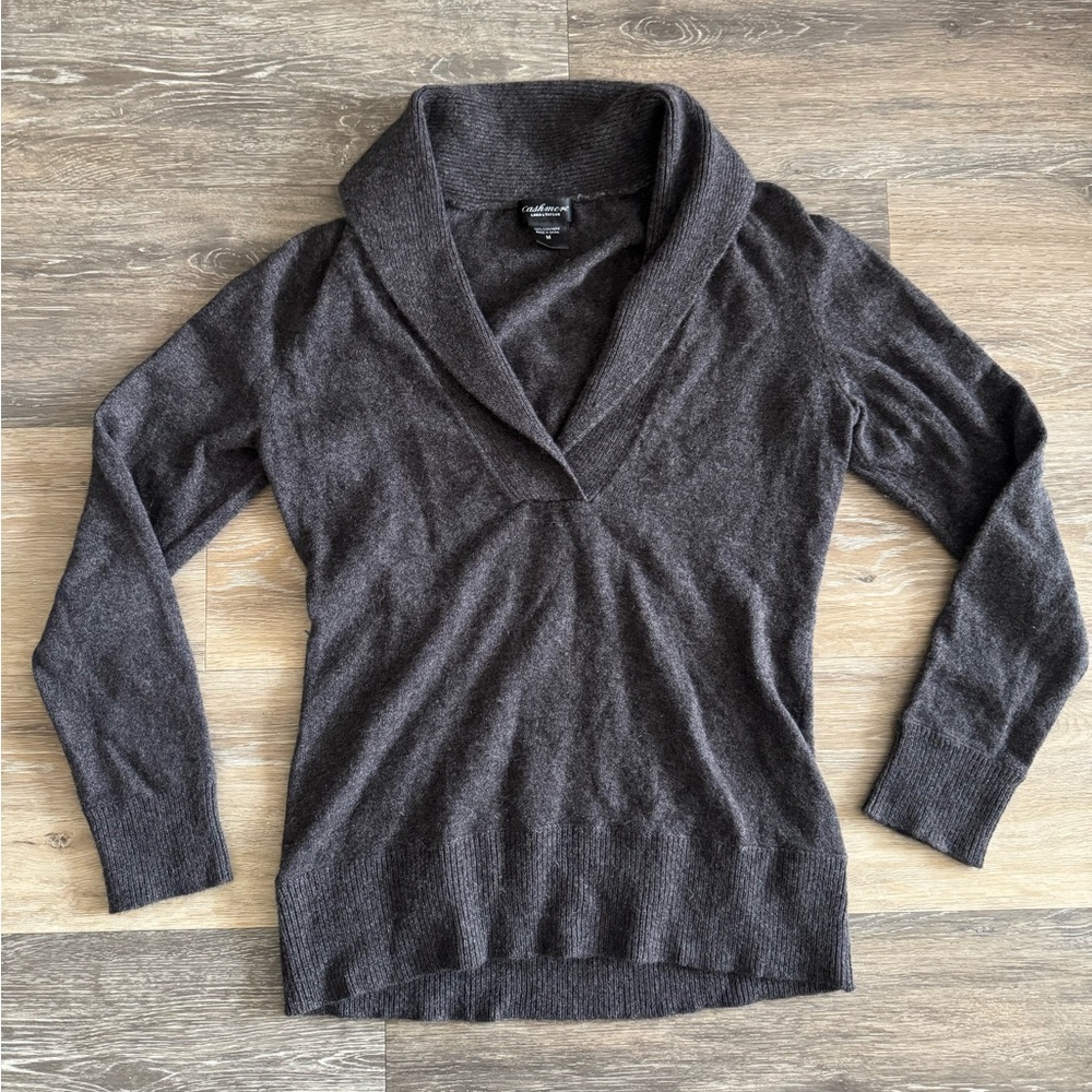 Lord & Taylor Dark Gray Cowl Neck Sweater